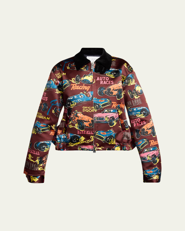 Car Print Collared Jacket